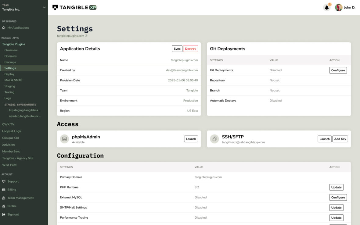 A dynamic view of the hosting platform's server management panel, emphasizing scalability, security features, and streamlined site deployment options.