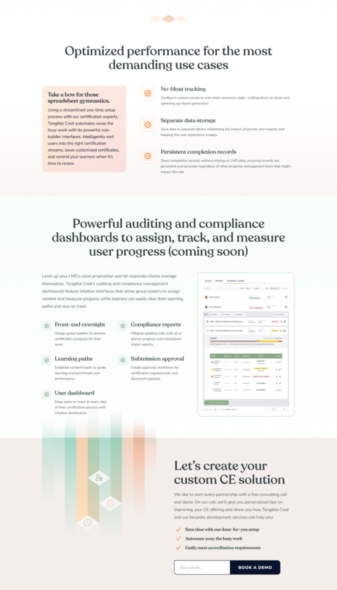 Screenshot of the Tangible Cred  showcasing details about the product.